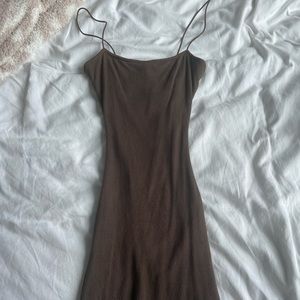 Brown mini bodycon dress